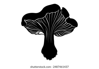 Oyster Mushroom Silhouette Vector, Mushroom black Silhouette Clipart