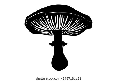 Oyster Mushroom Silhouette Vector isolated on a white background