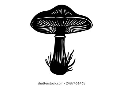 Oyster Mushroom Silhouette Vector isolated on a white background