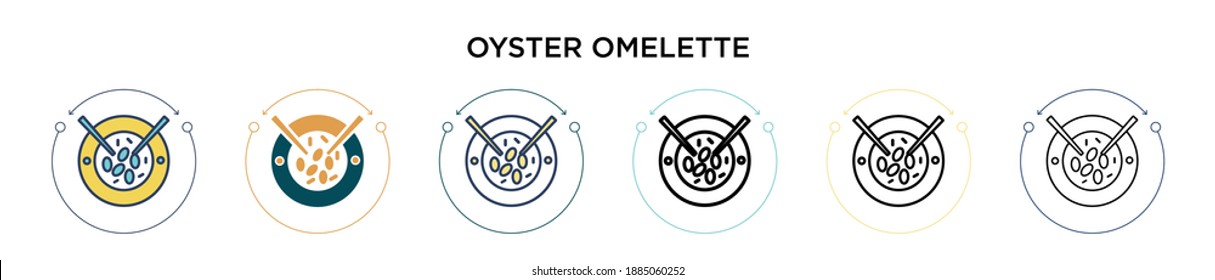 Oyster omelette icon in filled, thin line, outline and stroke style. Vector illustration of two colored and black oyster omelette vector icons designs can be used for mobile, ui, web