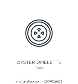 Oyster omelette icon. Thin linear oyster omelette outline icon isolated on white background from food collection. Line vector sign, symbol for web and mobile svg