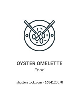 Oyster omelette outline vector icon. Thin line black oyster omelette icon, flat vector simple element illustration from editable food concept isolated stroke on white background