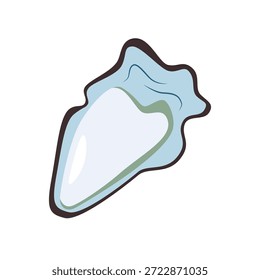 Ostra, marisco aberto. Frutos do mar gourmet, delicadeza marinha, molusco. Comer no litoral oceânico. Molusco exótico. Concha, comida do mar, ícone de bivalves. Ilustração de vetor plano isolada no plano de fundo branco