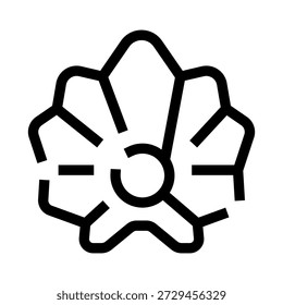Oyster opening its shell to reveal a luminous pearl, symbolizing treasure, elegance, growth and natural beauty, minimalist black and white line art ideal for icons and interfaces