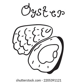 Oyster. Outline icon. Seafood. Vector graphic design on white background.