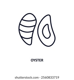 oyster outline icon.  Thin line icon from gastronomy collection. Editable vector isolated on white background