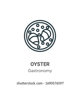 Oyster outline vector icon. Thin line black oyster icon, flat vector simple element illustration from editable gastronomy concept isolated stroke on white background