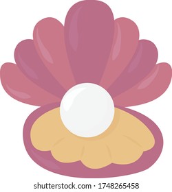 Oyster with pearl , illustration, vector on white background