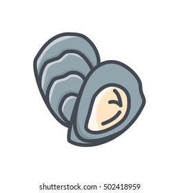 Oyster Sea Food Icon  Colored