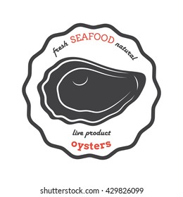 Oyster silhouette. Template for restaurants, stores, food packaging. Vector illustration.