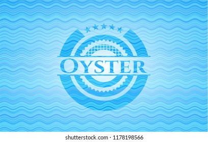 Oyster sky blue water wave style emblem.