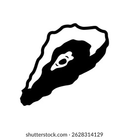 Ícone de vetor preto sólido da ostra. Pode ser usado para qualquer promoção de ação de plataforma e maquete de publicidade. Sinal de símbolo isolado usado para: celular, aplicativo, design, web, dev, ui, ux, gui. EPS 10. Para o seu design