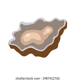 Oyster Vektor-Flachsymbol. Frische Austern, Delikatessen, Muschel, französische Küche. Symbol für Spiel, Anwendung. Vektorgrafik im Flachstil, Cartoon-Illustration.