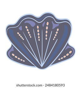 Oyster. Vector seashell. Tropical ocean animal design in cartoon style. Marine icon. Summer illustration.