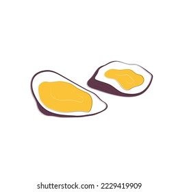 Oysters icon. Seafood clam sign. Vector cartoon hand drawn illustration