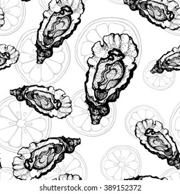 oysters pattern with lemon background