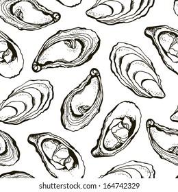 Oysters seamless pattern