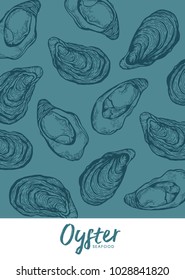 Oysters shell ink sketch vector