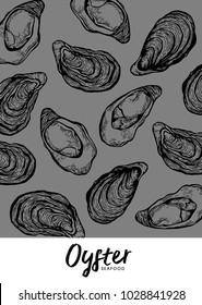 Oysters shell ink sketch vector