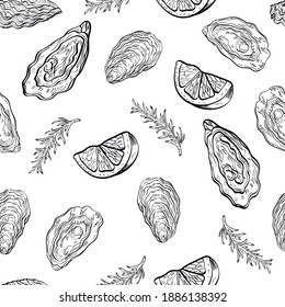 Oysters Shells Sketch Line Art Food Stock Vector (Royalty Free ...