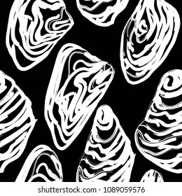 
oysters vector graphics, stylization for ink and carcasses