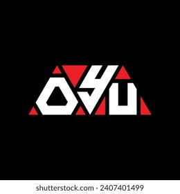 OYU triangle letter logo design with triangle shape. OYU triangle logo design monogram. OYU triangle vector logo template with red color. OYU triangular logo Simple, Elegant, and Luxurious design.