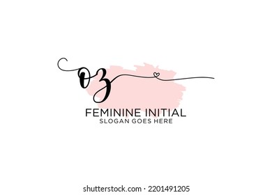 OZ beauty monogram and elegant logo design handwriting logo of initial signature, wedding, fashion, floral and botanical with creative template.