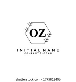 OZ Beauty vector initial logo, handwriting logo of initial signature, wedding, fashion, jewerly, boutique, floral and botanical with creative template for any company or business.