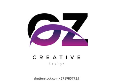 OZ kreative und moderne Buchstaben Logo Design mit kreativen lila Welle abstrakte Latter Logo Konzept.