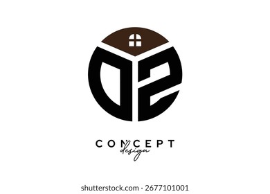 Diseño creativo del concepto del logotipo del monograma inmobiliario de OZ en forma de círculo