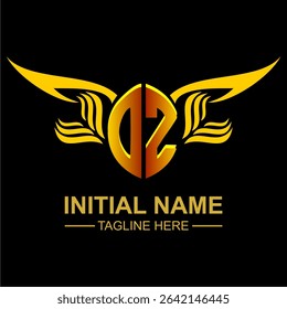 OZ Golden Wing Emblem Logo with elegant gold wings, sleek and modern design. Ideal for branding, creative projects, luxury businesses, or artistic ventures.