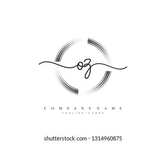 OZ initial handwriting logo template vector