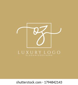 OZ Initial handwriting logo template vector