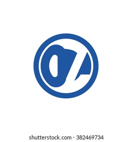 OZ initial letters circle business logo blue