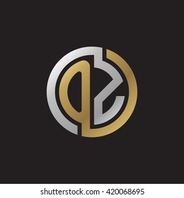 OZ initial letters looping linked circle elegant logo golden silver black background