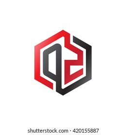 OZ initial letters looping linked hexagon logo red black