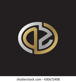 OZ initial letters looping linked ellipse elegant logo golden silver black background