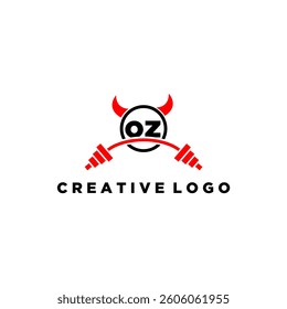OZ initial monogram for fitnes or gym logo with devil style design