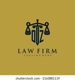 OZ initial monogram for lawfirm logo with sword and scale