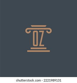 OZ initial monogram for lawfirm logo with pillar design