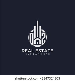 OZ initial monogram logo for real estate with creative circle design vector