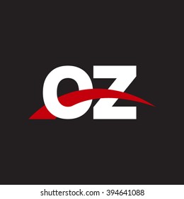 OZ initial overlapping swoosh letter logo white red black background