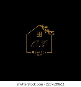Logo inicial de OZ para inmobiliaria con diseño de hogar creativo