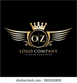OZ Letter Initial with Royal Wing Logo Template.