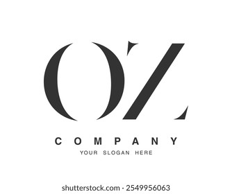 OZ Logo Design. Schriftart für Anfangsbuchstaben o und z Serif. Kreative klassische Firmenname Typografie. Trendy Logotype oder Identität. Vektorgrafik.