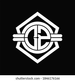 OZ logo monogram with circle shape isolated hexagon emblem rounded design template on black background