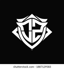 OZ Logo monogram with shield and horn shape design template ON black background