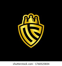 OZ monogram logo with shield and crown style design template isolated on black background