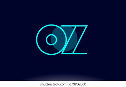 oz o z blue line circle letter logo alphabet creative company vector icon design template