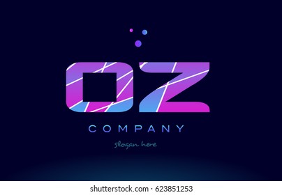 oz o z  creative color blue background pink purple magenta alphabet letter company logo vector icon